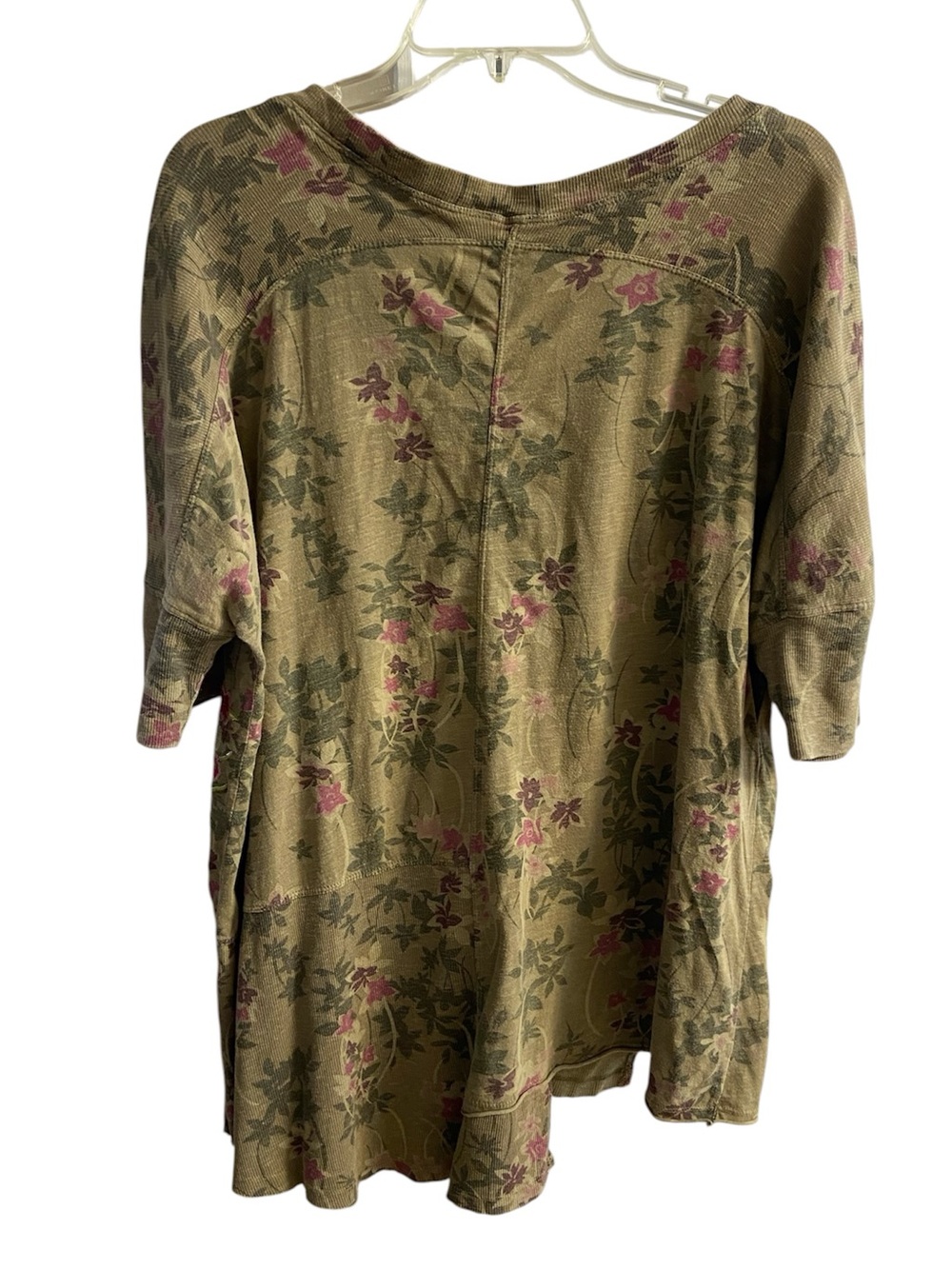 Sundance olive green v neck embroidered asymmetrical hem top Large - Picture 2 of 7